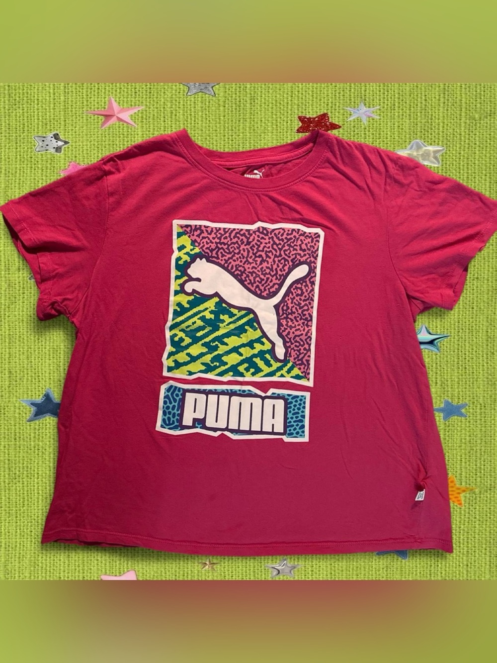 Puma Girls' Bright Pink Short Sleeve Graphic Tee